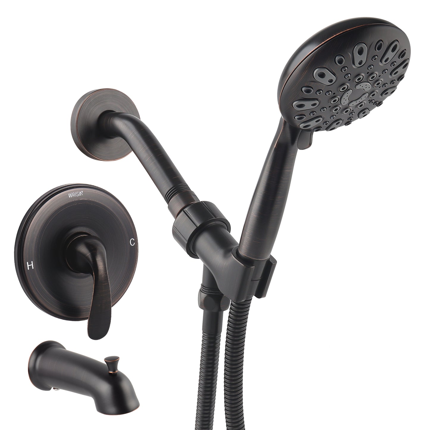 Couradric Shower and Tub Faucet Set - with Tub Spout (Valve Included), Black Shower Head and Handle Set with Handheld,Matte Black
