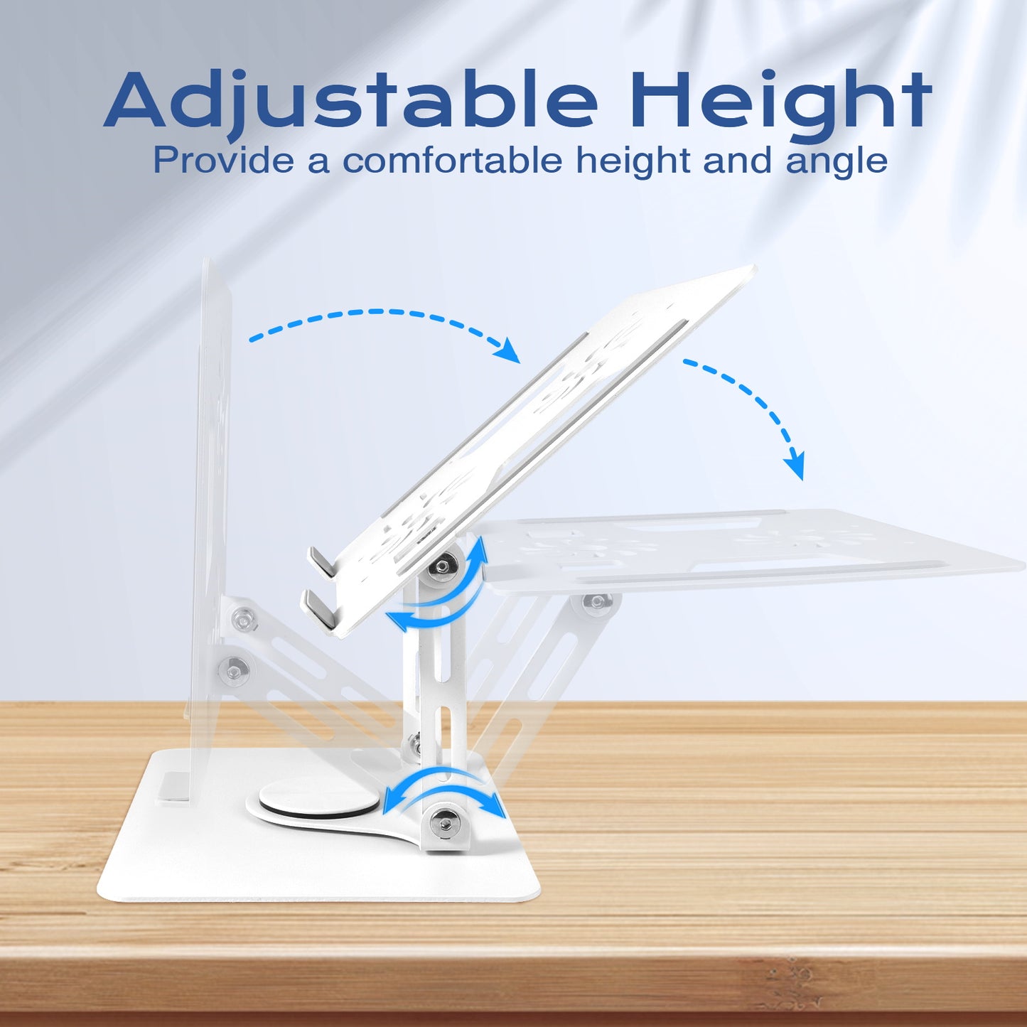Couradric Aluminum Laptop Stand – 360° Rotating, Ergonomic Foldable, for 11-17.3",White