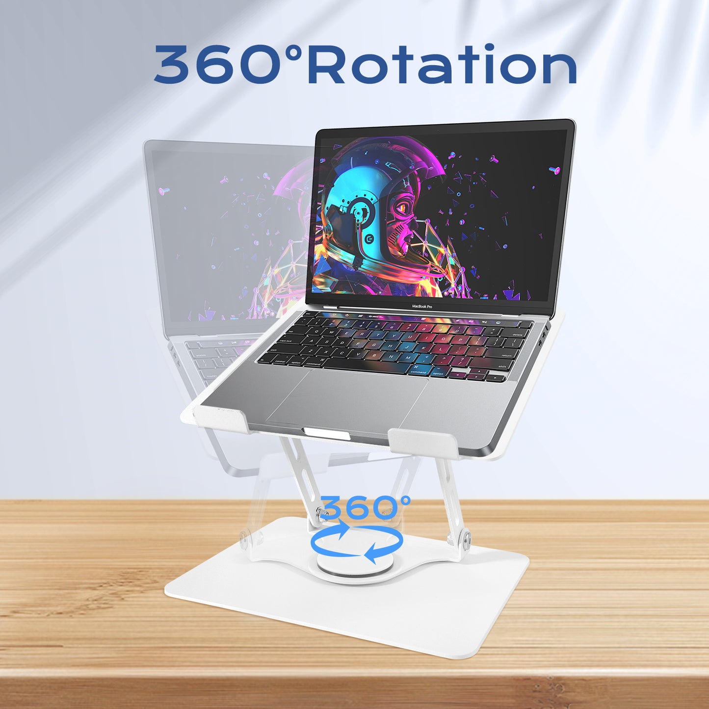 Couradric Aluminum Laptop Stand – 360° Rotating, Ergonomic Foldable, for 11-17.3",White