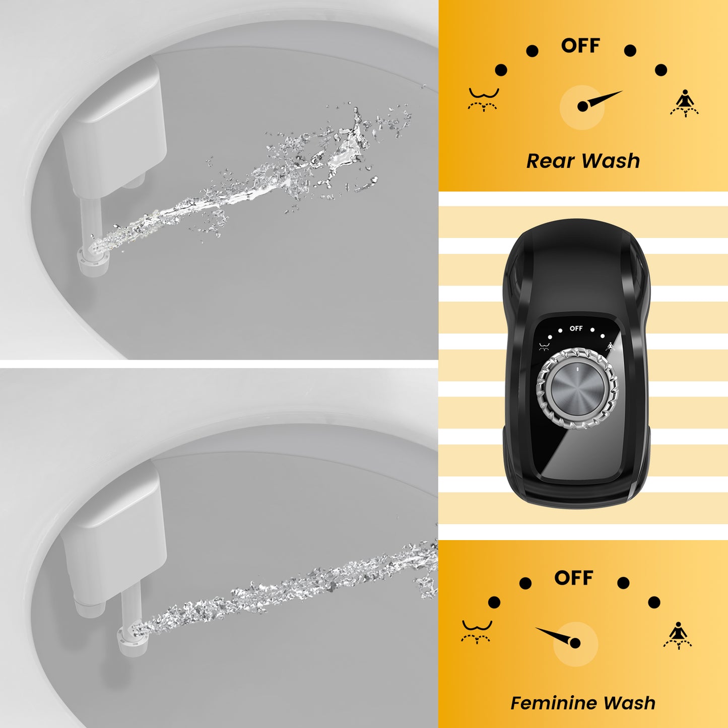 Couradric Bidet Attachment: Dual Nozzle , Hidden Nozzle, Adjustable Water Pressure- White
