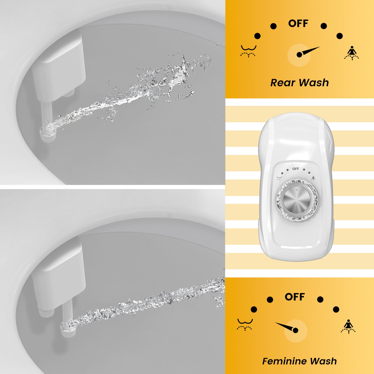Couradric Bidet Attachment: Dual Nozzle , Hidden Nozzle, Adjustable Water Pressure- White