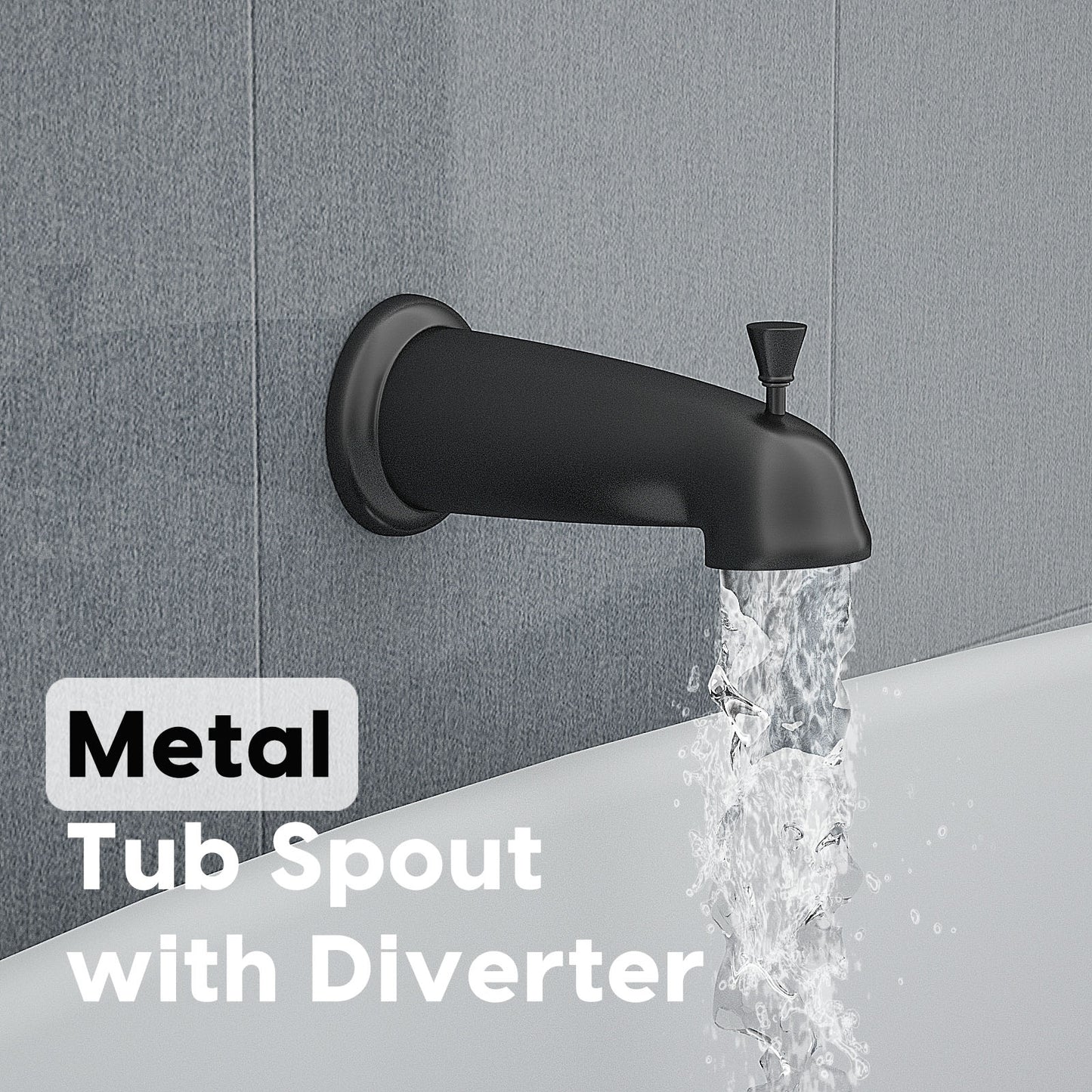 Couradric Shower and Tub Faucet Set - with Tub Spout (Valve Included), Black Shower Head and Handle Set with Handheld,Matte Black