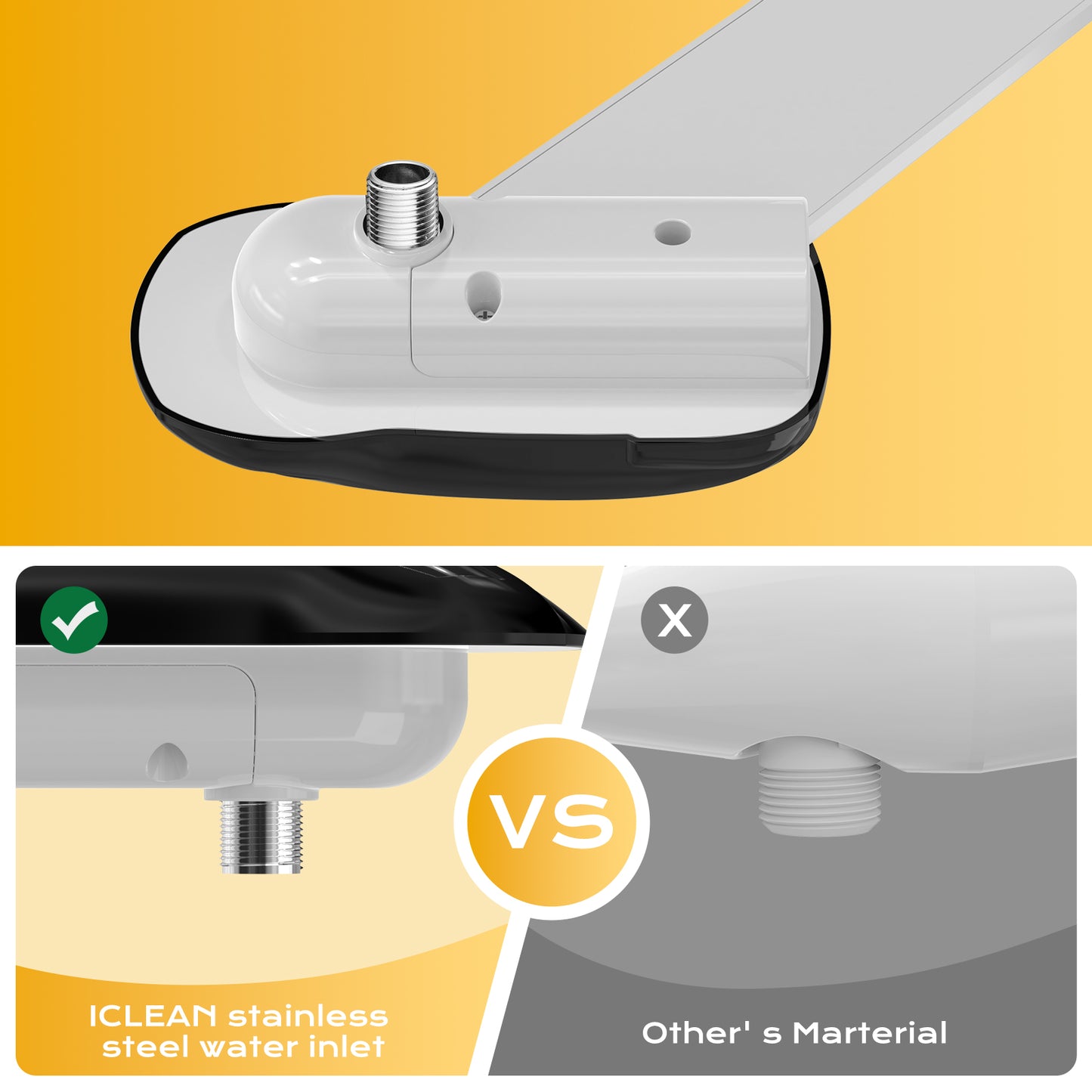 Couradric Bidet Attachment: Dual Nozzle , Hidden Nozzle, Adjustable Water Pressure- White