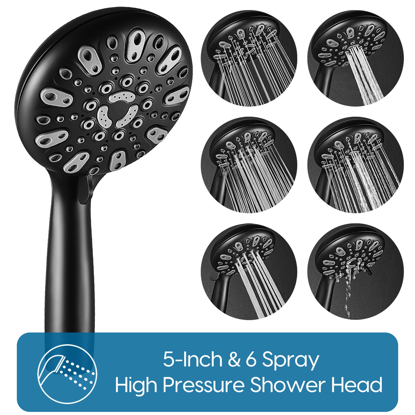 Couradric Shower and Tub Faucet Set - with Tub Spout (Valve Included), Black Shower Head and Handle Set with Handheld,Matte Black