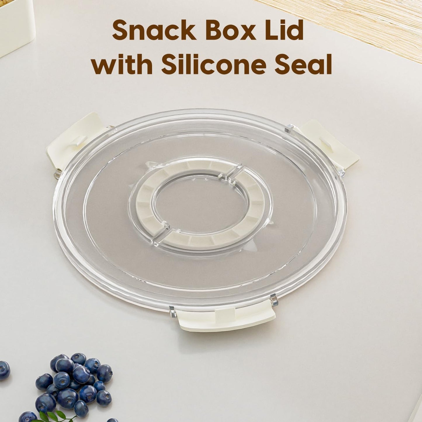 Couradric Snackle Box Container, 6 Compartment Divided Serving Tray with Lid and Handle, Snack Tray for Candy, Fruits, Nuts, Snacks