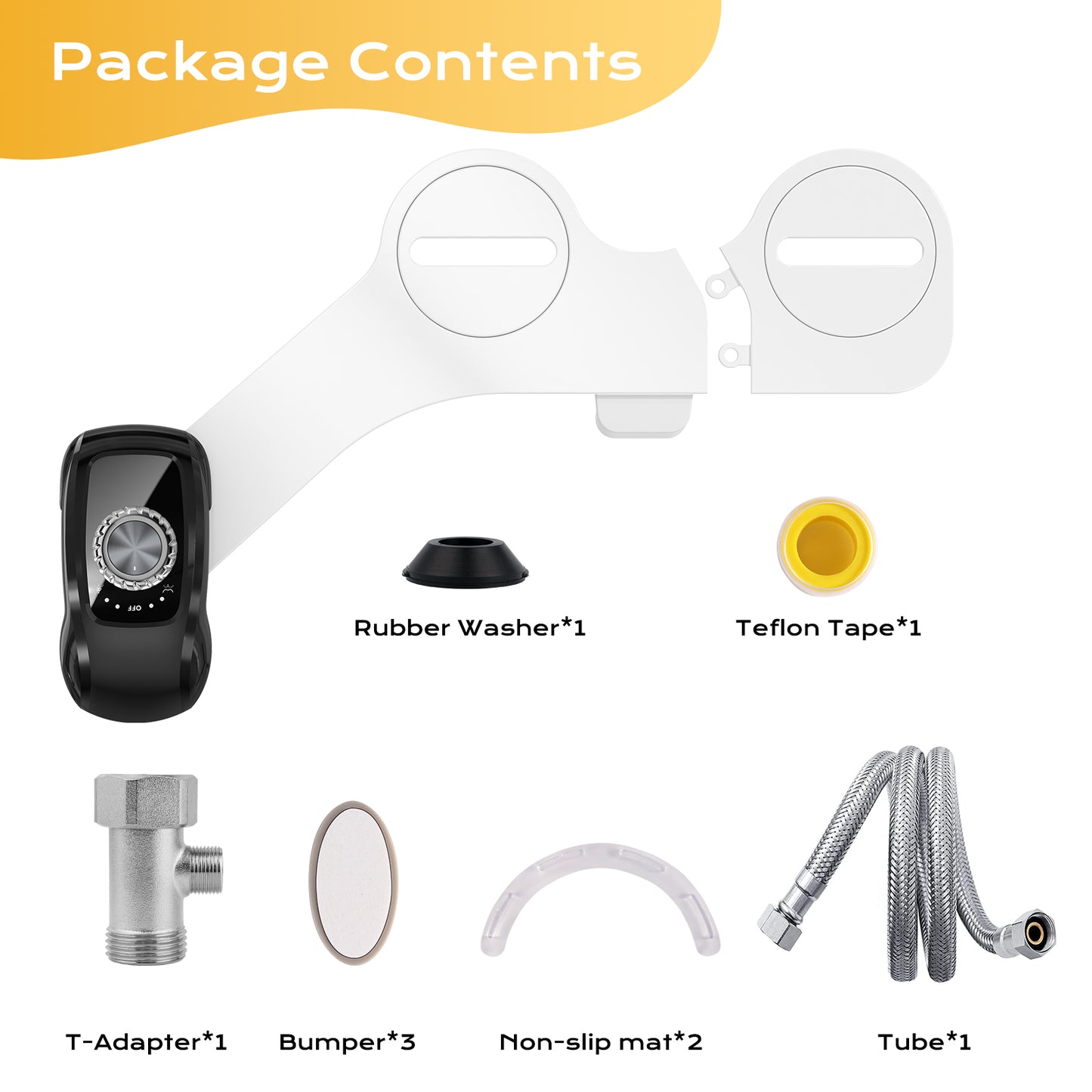 Couradric Bidet Attachment: Dual Nozzle , Hidden Nozzle, Adjustable Water Pressure- White