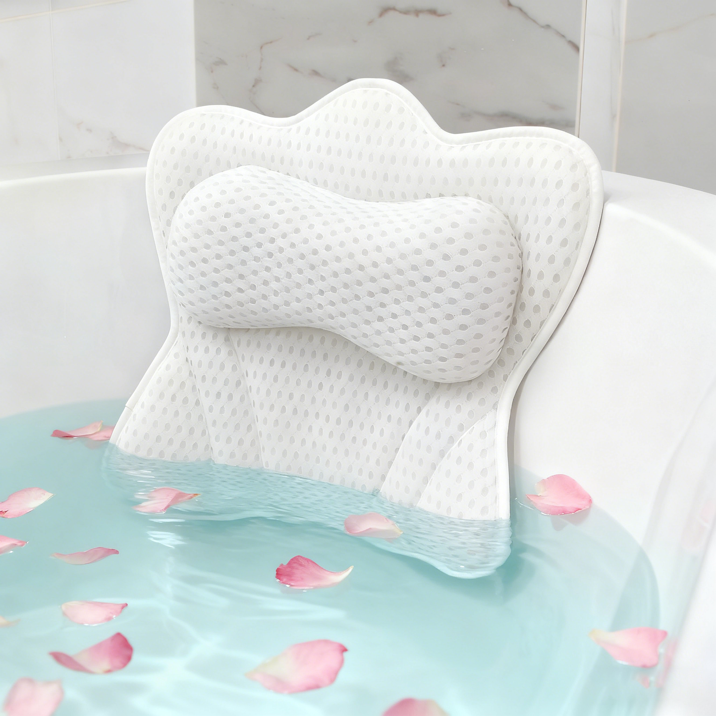 Couradic Bath Pillow Ergonomic Luxury Bathtub Pillow with Head,Neck, Shoulder and Back Support, 4D Bath Pillows for tub with 6 Powerful Suction Cups, Fits All Bathtub