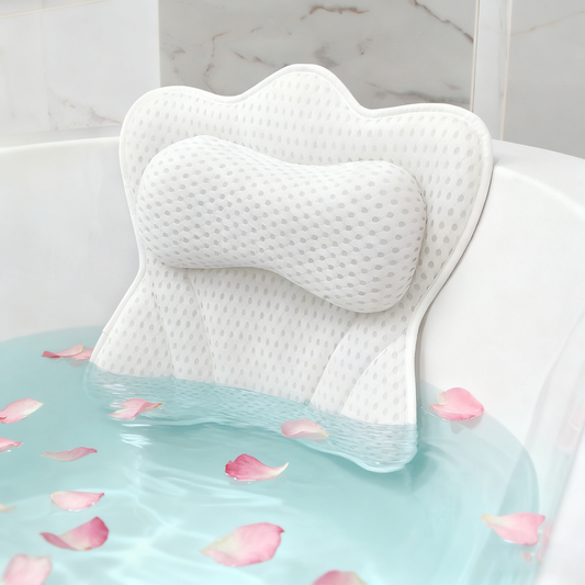 Couradic Bath Pillow Ergonomic Luxury Bathtub Pillow with Head,Neck, Shoulder and Back Support, 4D Bath Pillows for tub with 6 Powerful Suction Cups, Fits All Bathtub