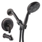 Couradric Shower and Tub Faucet Set - with Tub Spout (Valve Included), Black Shower Head and Handle Set with Handheld,Matte Black