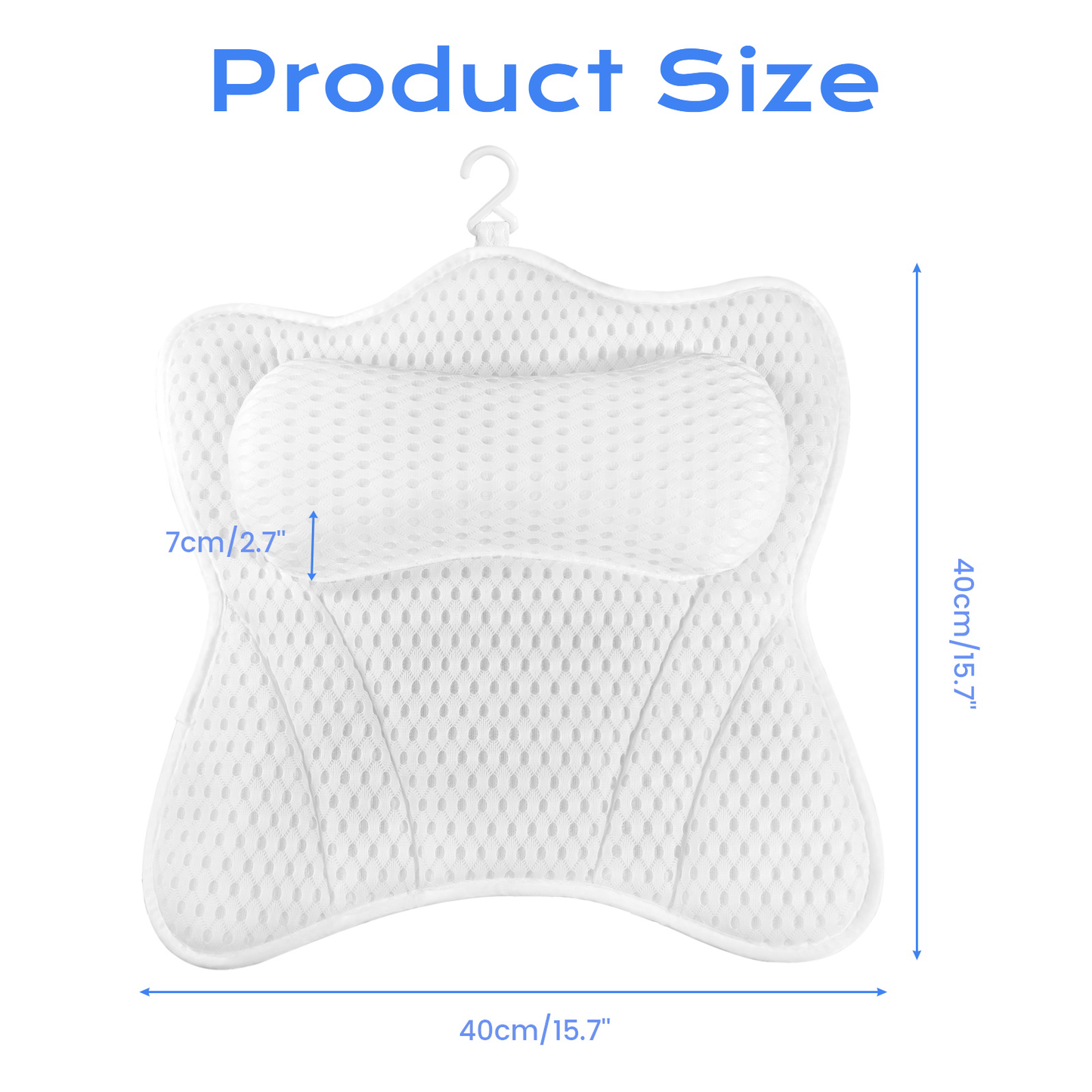 Couradic Bath Pillow Ergonomic Luxury Bathtub Pillow with Head,Neck, Shoulder and Back Support, 4D Bath Pillows for tub with 6 Powerful Suction Cups, Fits All Bathtub