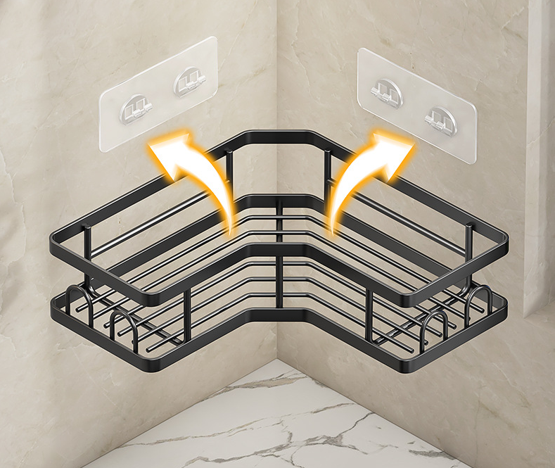 Couradric 5-Piece Corner Shower Caddy Set -Includes Corner Shelf, Soap Holder, Toothbrush Holder, Strong Load-Bearing Without Drilling