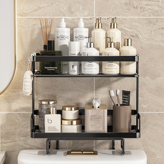 Couradric Over The Toilet Storage Shelf , 2-Tier Space Saver, No Drill Stand/Hang,Black