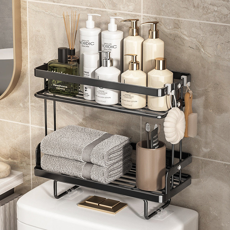 Couradric Over The Toilet Storage Shelf , 2-Tier Space Saver, No Drill Stand/Hang,Black