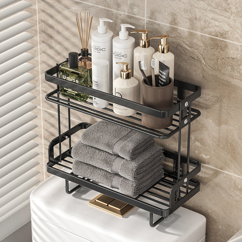Couradric Over The Toilet Storage Shelf , 2-Tier Space Saver, No Drill Stand/Hang,Black
