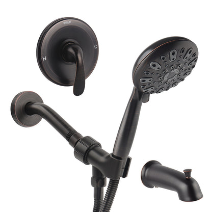 Couradric Shower and Tub Faucet Set - with Tub Spout (Valve Included), Black Shower Head and Handle Set with Handheld,Matte Black