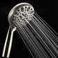 Couradric Handheld Shower Head, 6 Spray Setting High Pressure Shower Head with Brass Swivel Ball Bracket and Extra Long Stainless Steel Hose, Brushed Nickel, 5"