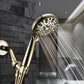Couradric Handheld Shower Head, 6 Spray Setting High Pressure Shower Head with Brass Swivel Ball Bracket and Extra Long Stainless Steel Hose, Brushed Nickel, 5"